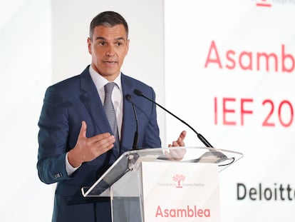 El presidente del Gobierno, Pedro Sánchez, durante su intervención en la clausura de la Asamblea Anual de socios del Instituto de la Empresa Familiar.