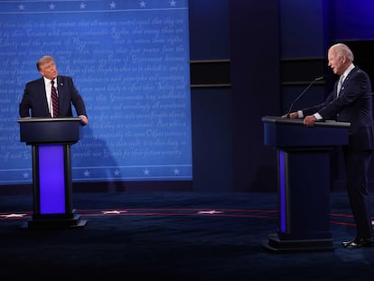 Donald Trump y Joe Biden, en el primer debate de la campaña, el 29 de septiembre de 2020 en Cleveland (Ohio).