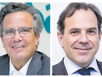 Javier Torres, presidente de Sareb (izquierda), y Leopoldo Puig, consejero delegado, en sendas imágenes cedidas por la empresa.