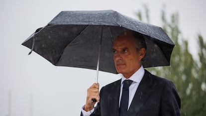El expresidente de la Comunidad Valenciana Francisco Camps el pasado 19 de octubre a la salida de la Audiencia Nacional tras una de las sesiones del juicio.