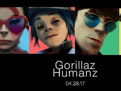 Los personajes de Gorillaz en el anuncio de su nuevo disco.