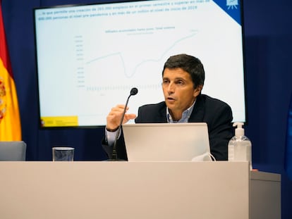 El secretario de Estado de Seguridad Social, Borja Suárez, durante una rueda de prensa.