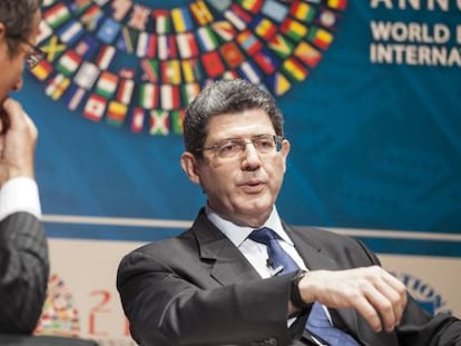 El ministro de Finanzas brasileño, Joaquim Levy, el jueves en Lima (Perú).