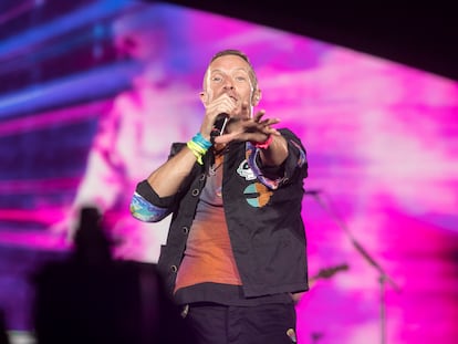 Concierto del grupo británico Coldplay en el Estadio Olímpico de Barcelona, este miércoles.
