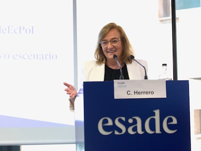 Cristina Herrero, durante la jornada organizada por EsadeEcPol este miércoles, en Madrid.