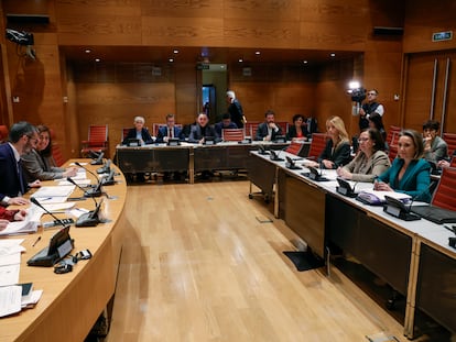 La Comisión de Justicia del Congreso, este jueves, en la sesión en la que aprobó las enmiendas del PSOE a la ley de amnistía.