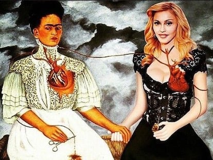 Una imagen publicada en 2019 por Madonna en sus redes sociales donde manipuló una obra de Frida Kahlo.