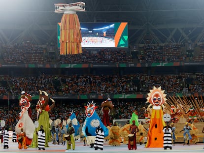 Ceremonia de inauguración de la Copa Africana de Naciones (CAN) en el estadio de Ebimpe (Abiyán, Costa de Marfil) este 13 de enero.