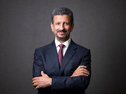 Ahmed Al Khateeb, presidente del comité de dirección de UN Tourism y ministro de Turismo de Arabia Saudí, este lunes en Barcelona.
