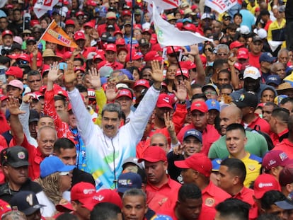 Nicolás Maduro en un mitin en Caracas, el pasado 1 de mayo.