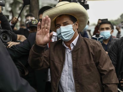El candidato Pedro Castillo, en Lima, días después de la segunda vuelta de las elecciones presidenciales. /