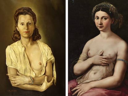 'Galarina' de Dalí (1945) y 'La Fornarina' de Rafael, de 1520.