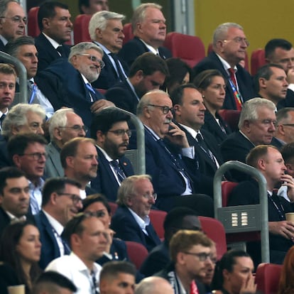 DUSSELDORF, GERMANY - JUNE 24: Former Head Coach of Spain, Vicente del Bosque, is seen in attendance during the UEFA EURO 2024 group stage match between Albania and Spain at Düsseldorf Arena on June 24, 2024 in Dusseldorf, Germany. (Photo by Lars Baron/Getty Images)