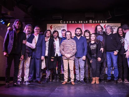 Artistas y organizadores del festival Flamenco on Fire, este miércoles en Madrid.
