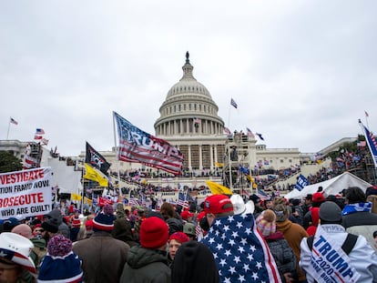 Donald Trump supporters outside the Capitol, on January 6, 2021.
