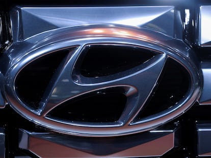 El logotipo de Hyundai, en un evento en Nueva York, en 2022.