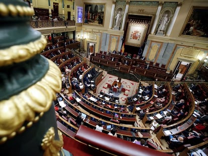 Vista del hemiciclo del Congreso de los Diputados, en Madrid.