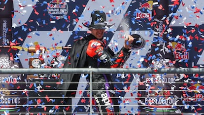 Maverick Viñales celebra la victoria en el GP de las Américas el pasado abril.