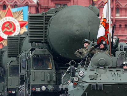 Lanzadores de misiles balísticos intercontinentales, en el desfile militar del Día de la Victoria en Moscú, el pasado 9 de mayo.