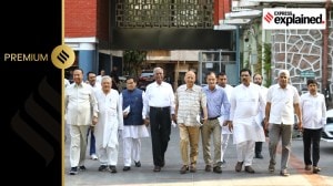 Opposition INDIA bloc leaders at the Election Commission office in New Delhi on Sunday.