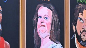 GINA RINEHART PORTRAIT NGA, An artwork titled Australia in Colour, 2021 by artist Vincent Namatjira, which includes a 