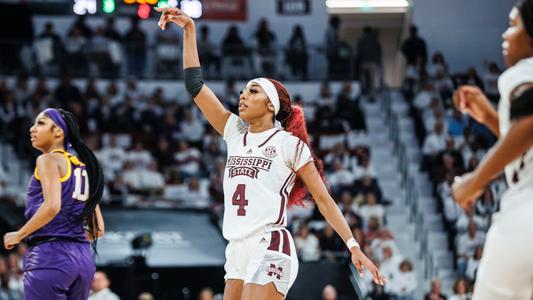 STARKVILLE, MS - January 29, 2024 - Mississippi State Forward/Center Jessika Carter (#4) during the game between the LSU Tigers and the Mississippi State Bulldogs at Humphrey Coliseum in Starkville, MS. Photo By Jaden Powell