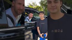 Messi se detiene en medio de la calle y atienda a fans de su camioneta