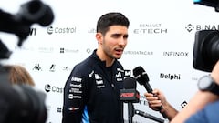 MONTREAL, QUEBEC - JUNE 06: Esteban Ocon of France and Alpine F1 talks to the media in the Paddock during previews ahead of the F1 Grand Prix of Canada at Circuit Gilles Villeneuve on June 06, 2024 in Montreal, Quebec.   Clive Rose/Getty Images/AFP (Photo by CLIVE ROSE / GETTY IMAGES NORTH AMERICA / Getty Images via AFP)