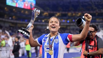 during the final second leg match between Monterrey and America as part of the Torneo Clausura 2024 Liga MX Femenil at BBVA Bancomer Stadium, on May 27, 2024 in Monterrey, Nuevo Leon, Mexico.