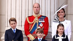 Britain's William, Prince of Wales, Catherine, Princess of Wales, Prince George, Princess Charlotte, Prince Louis appear on the balcony of Buckingham Palace as part of the Trooping the Colour parade to honour Britain's King Charles on his official birthday in London, Britain, June 15, 2024. REUTERS/Hollie Adams