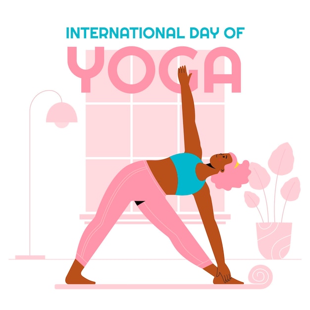 Bezpłatny wektor organiczny płaski międzynarodowy dzień jogi