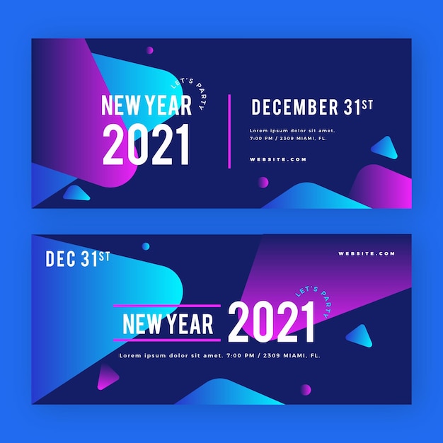 Bezpłatny wektor banery imprezowe nowego roku 2021