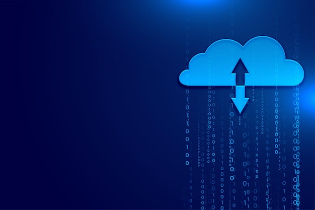 Bezpłatny wektor bezpieczne bazy danych w chmurze z cyfrowymi liniami technologicznymi