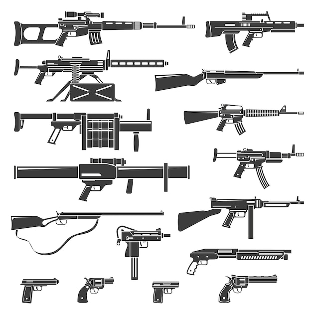 Broń i broń Zestaw monochromatyczny