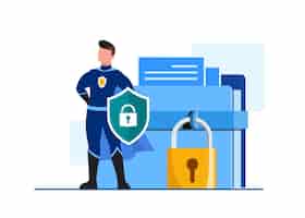 Bezpłatny wektor globalne bezpieczeństwo danych, bezpieczeństwo danych osobowych, ilustracja koncepcji bezpieczeństwa danych online, bezpieczeństwo w internecie lub prywatność i ochrona informacji.