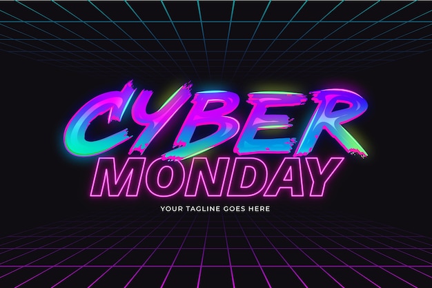 Bezpłatny wektor gradientowy neonowy napis cyber poniedziałek