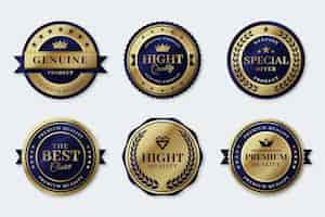 Bezpłatny wektor gradientowa kolekcja złotych luksusowych odznak