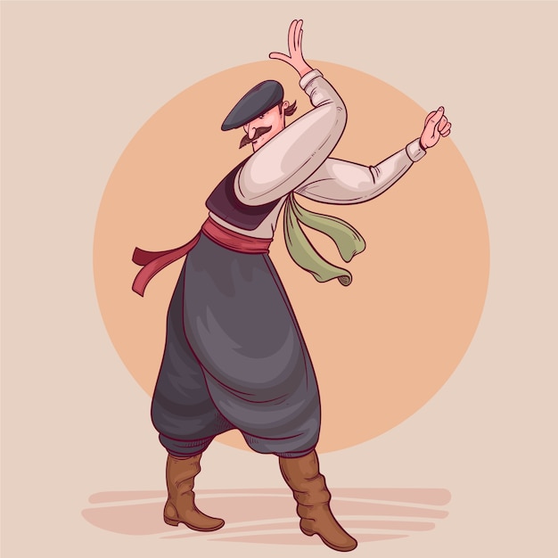 Bezpłatny wektor ilustracja tańca gaucho w stylu wyciągnąć rękę