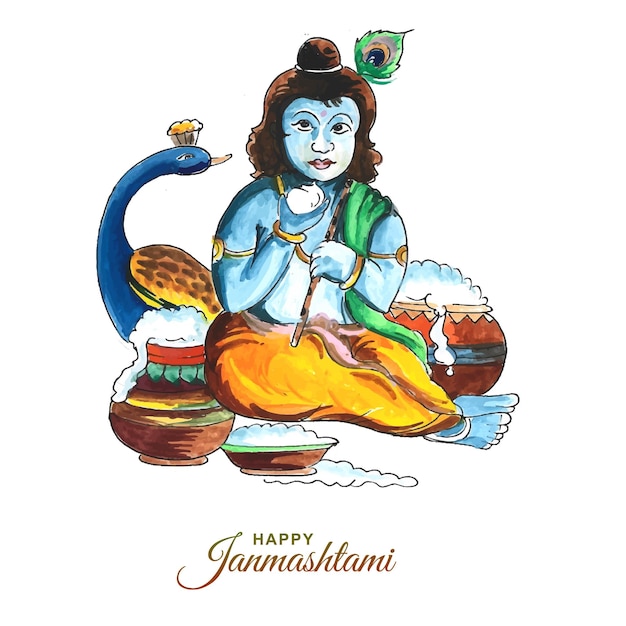 Indyjski hinduski festiwal janmashtami celebracja karty tła