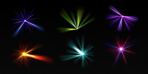 Jasne promienie światła promienie laserowe efekt blasku neonu