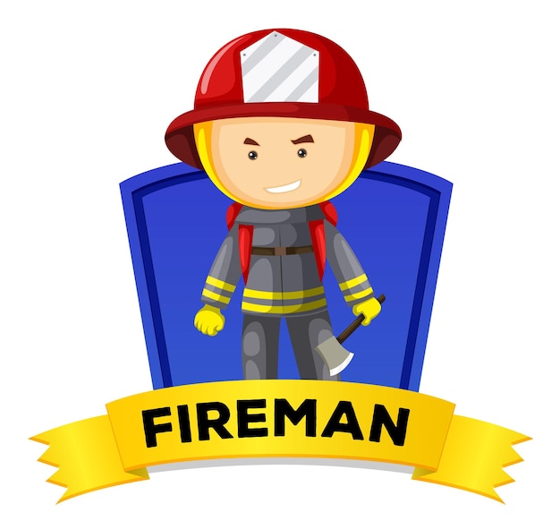 Bezpłatny wektor karta słowna zawód ze strażakiem