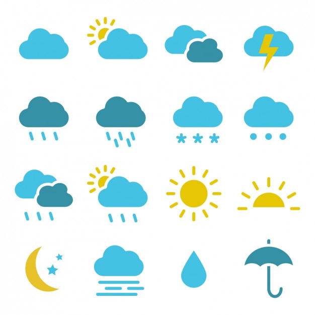 Bezpłatny wektor kolorowa kolekcja ikon pogody