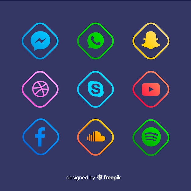 Bezpłatny wektor kolekcja logo gradientu mediów społecznościowych