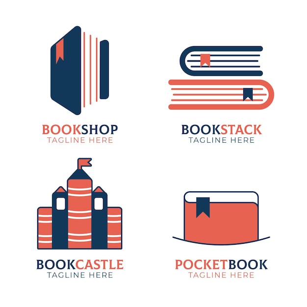 Bezpłatny wektor pakiet szablonów logo płaskiej książki