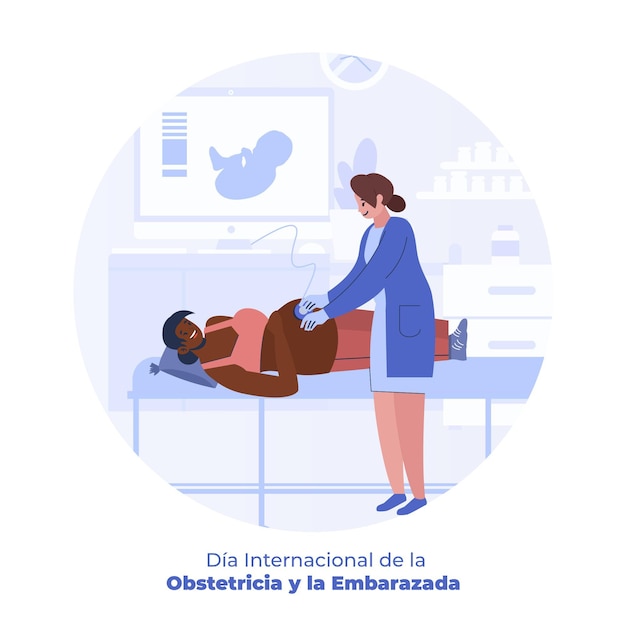 Bezpłatny wektor płaska dia internacional de la położnictwo y la embarazada ilustracja