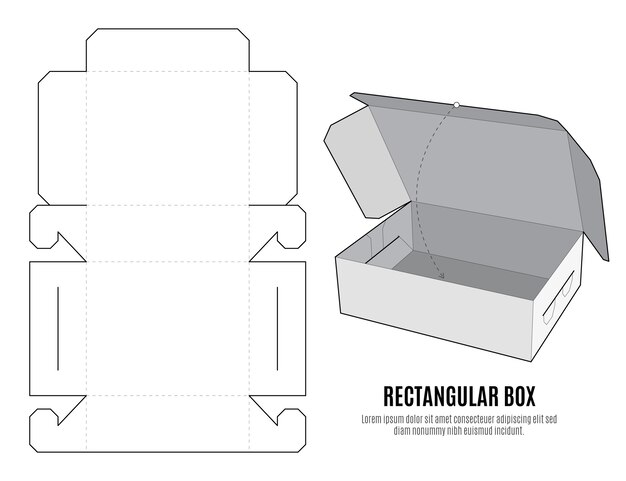 Płaska konstrukcja szablonu wycinanego w pudełku
