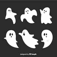 Bezpłatny wektor płaska kolekcja animowanych duchów halloween