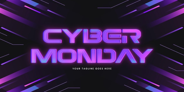 Bezpłatny wektor płaski neon neonowy napis cyber