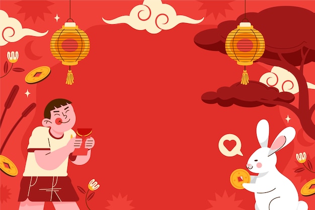 Bezpłatny wektor płaskie tło na obchody chińskiego nowego roku