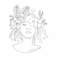 Bezpłatny wektor ręcznie rysowane kobieta z kwiatami ilustracja